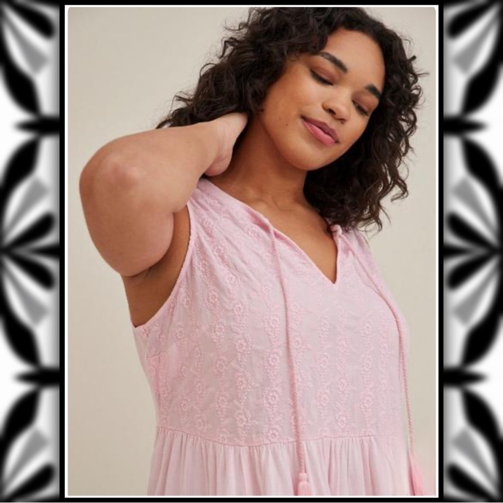 TORRID Rayon Slub Embroidered Tie Front Tank #Tslub-484r - Picture 2 of 8